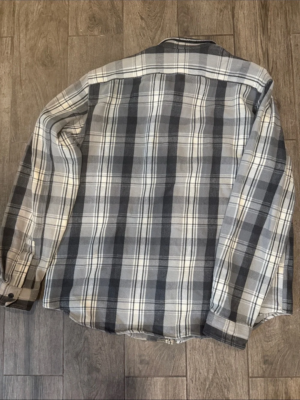 Polo by Ralph Lauren Gray and White Plaid Zip-Front Flannel Shirt